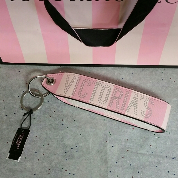 NEW! VS Signature Stripe Wristlet Strap Keychain - Picture 4 of 12